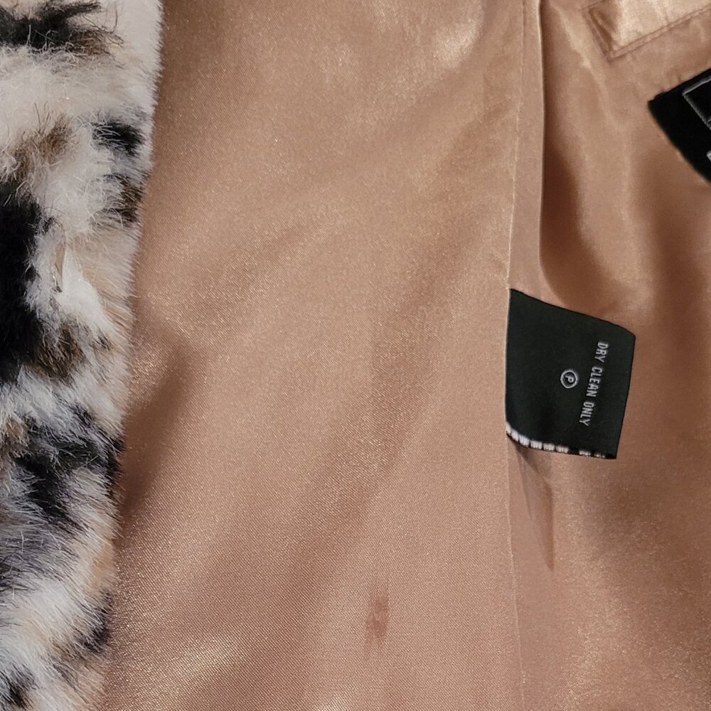 Pamela McCoy Faux Fur Leopard Print Pea Coat in Tan, Black, Cream - Picture 11 of 11